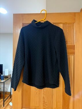 J. Crew Factory Black Quilted Turtleneck Sweater